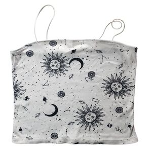 Rue21 Celestial Sun Moon Tube Top Y2K Astrology Ribbed Stretch Cami Size L